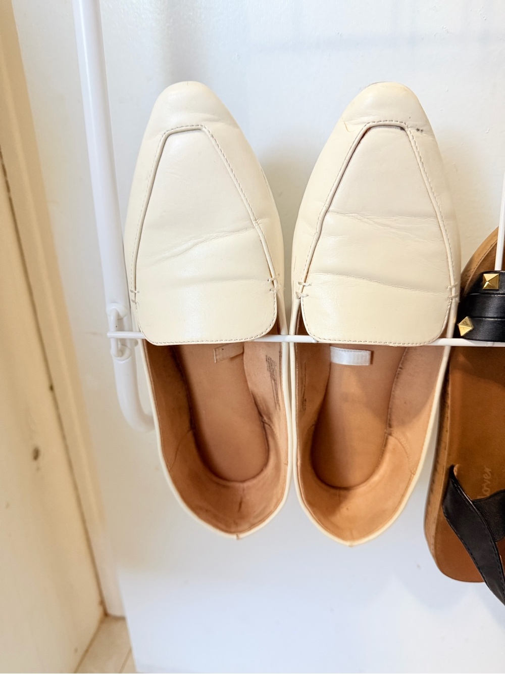 Classic Women's Cream Leather Loafers - Slip-On Comfort